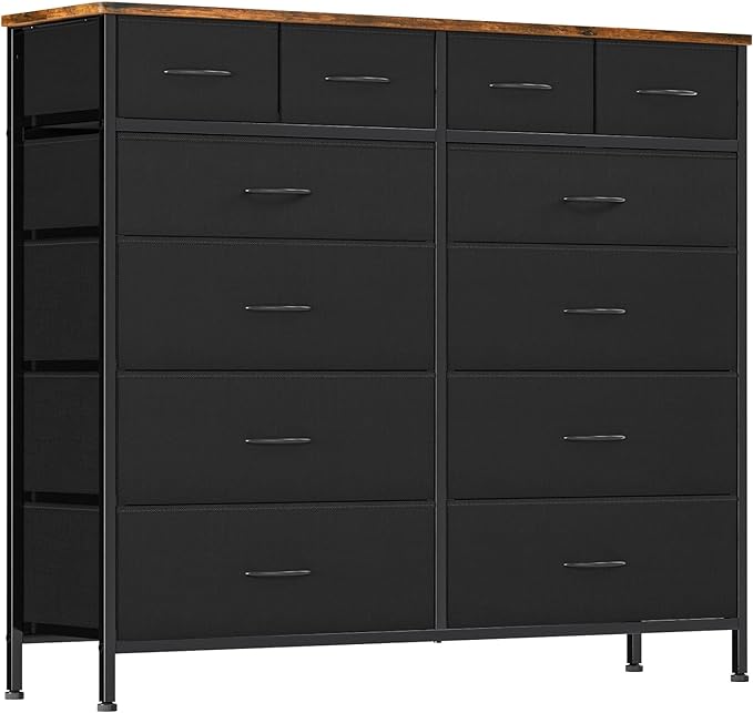 Dresser for Bedroom with 12 Drawers, Tall Fabric Drawer Dresser, Chest of Drawers