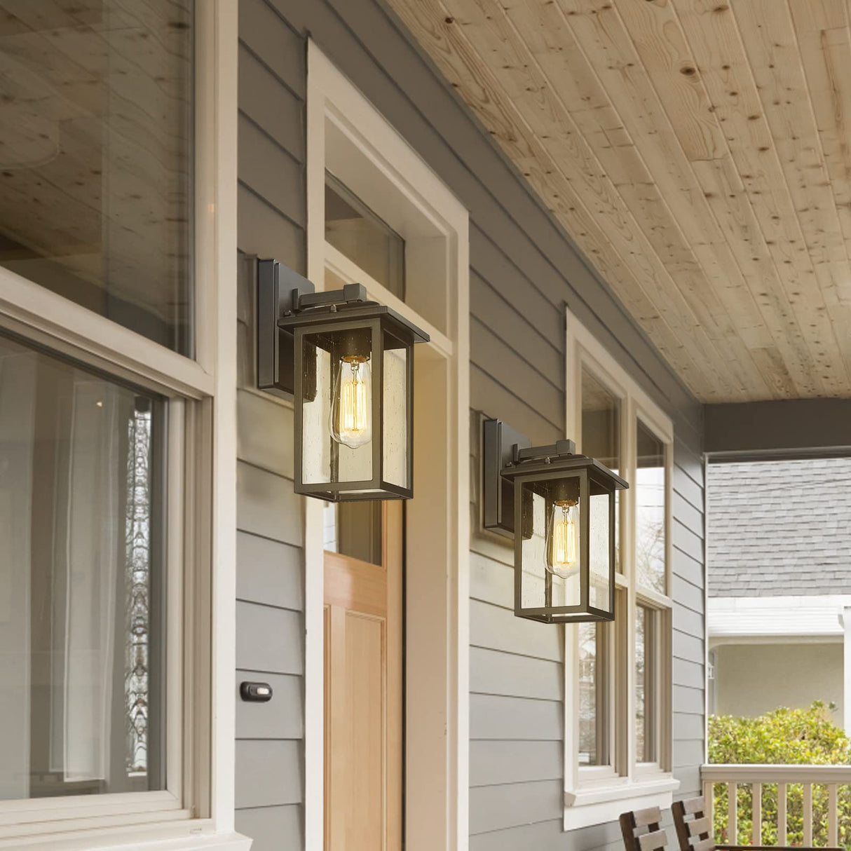 Outdoor Wall Sconces 2 Pack, Exterior Light Lantern Fixtures