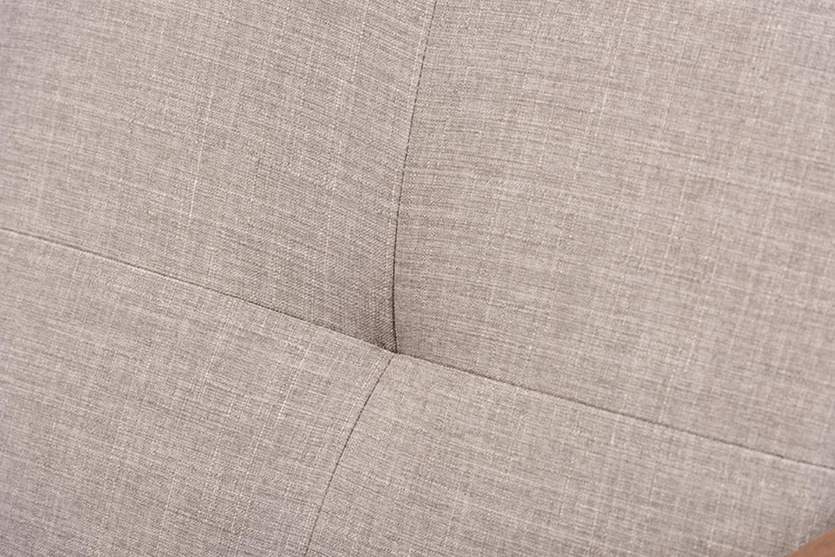 Bianca Mid-Century Modern Walnut Wood Light Grey Fabric Tufted Lounge Chair