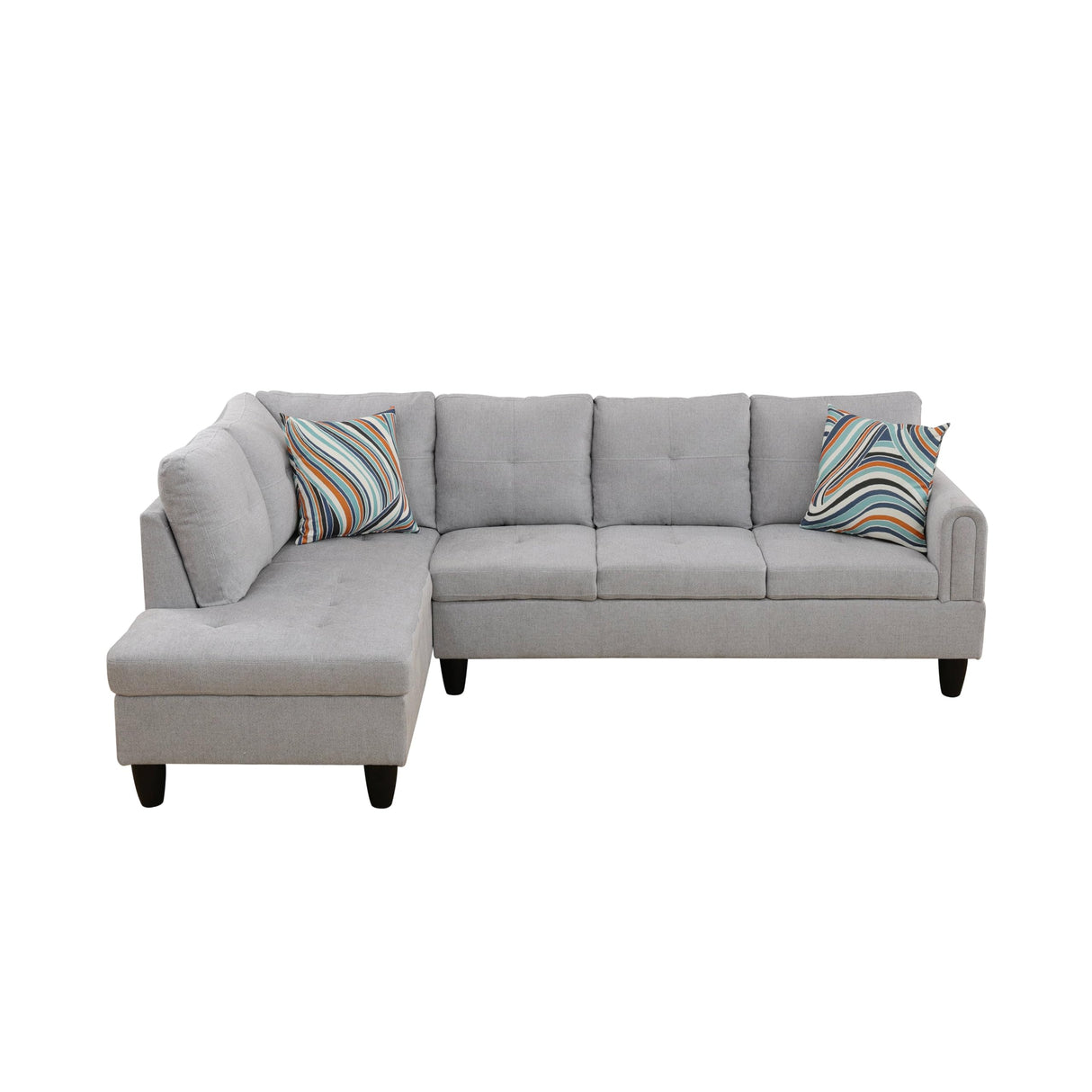 Left Chaise Flannel L Shaped Cloud Couch for Living Room