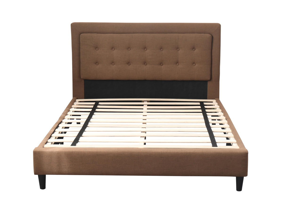 Bed Frame with Striped Button Tufted Headboard