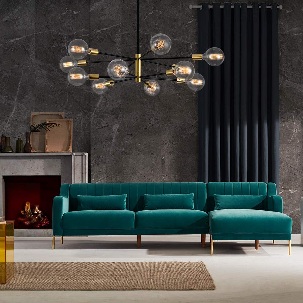 Modern Chandelier 12-Light Sputnik Chandeliers Black and Gold Chandelier Light Fixtures