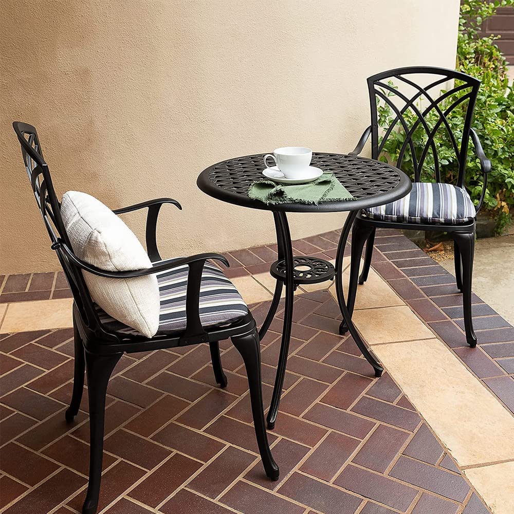 Outdoor Bistro Set 3 Piece Outdoor Bstro Table and Chairs Set Table with Umbrella Hole