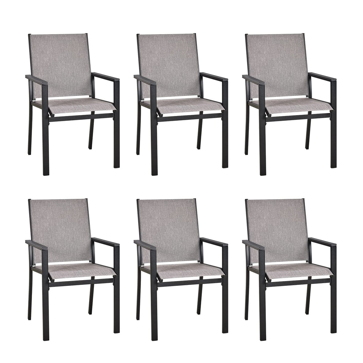 Outdoor Dining Chair Set of 6, Textilene Patio Furniture Chair