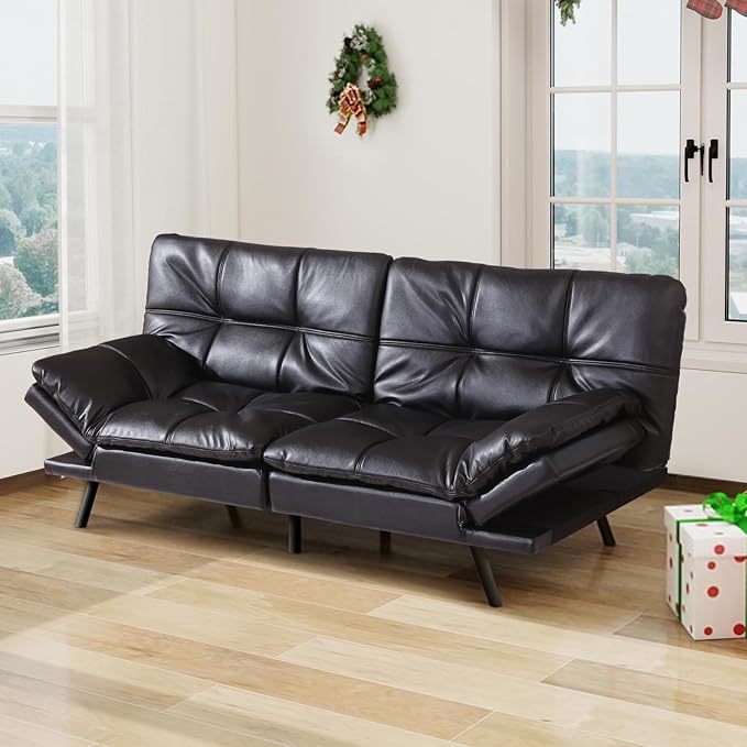 68" Futon Sofa Bed,Convertible Memory Foam Couch Bed