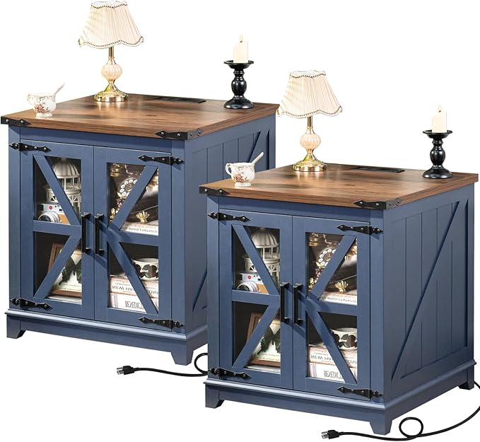 Farmhouse End Table,24" Large Sofa Side Table