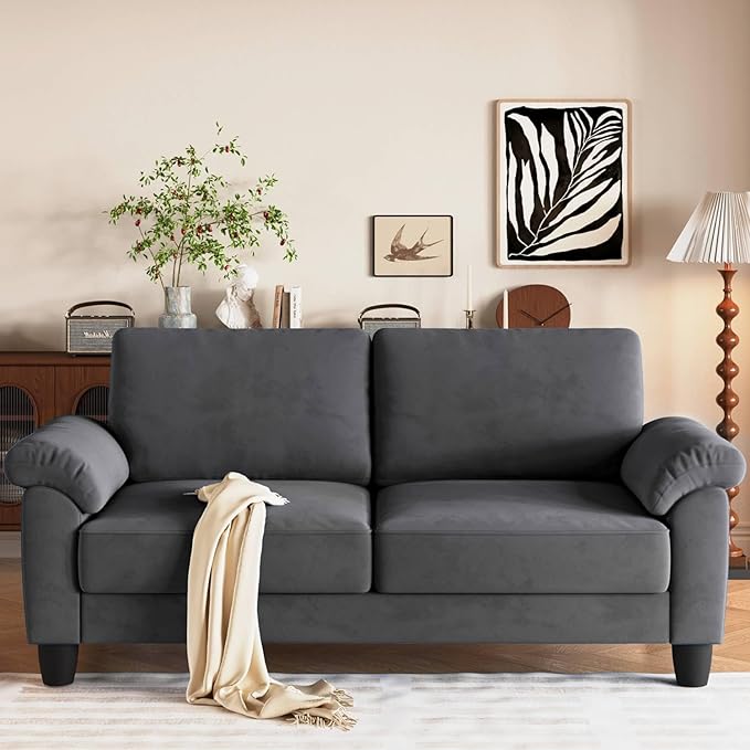 70" Velvet Sofa Couch with Storage - Mid-Century Modern Loveseat for Small Spaces