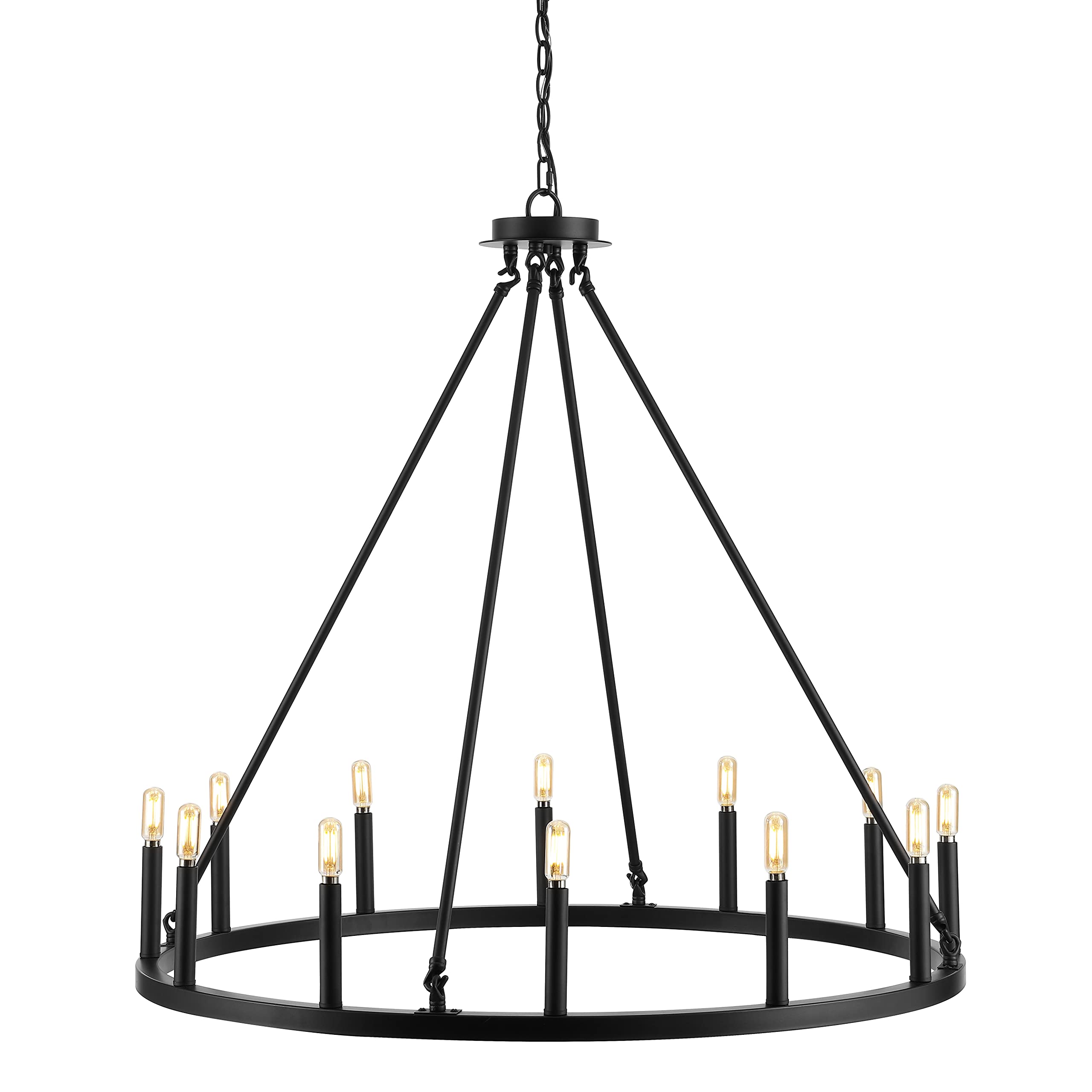 JYL7497A 36" 12-Light Gio Iron Farmhouse Classic Industrial Ring LED Chandelier