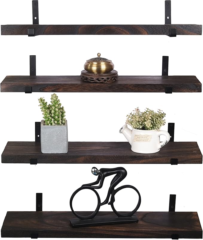 Rustic Wood Floating Shelves for Wall Farmhouse Wooden Wall Shelf for Bathroom Kitchen