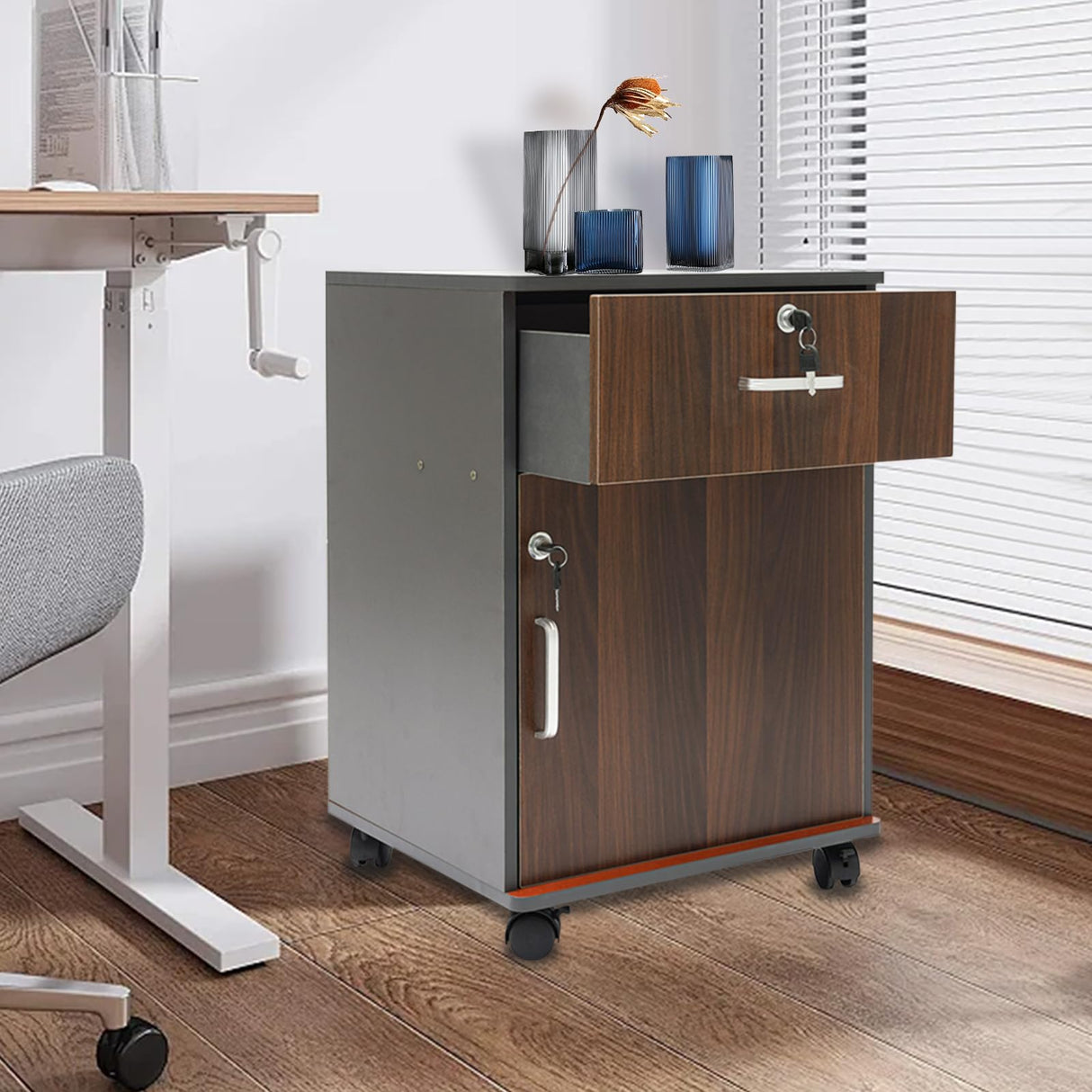 Mobile File Cabinet Rolling Printer Stand Vertical Filing Cabinet Organizer