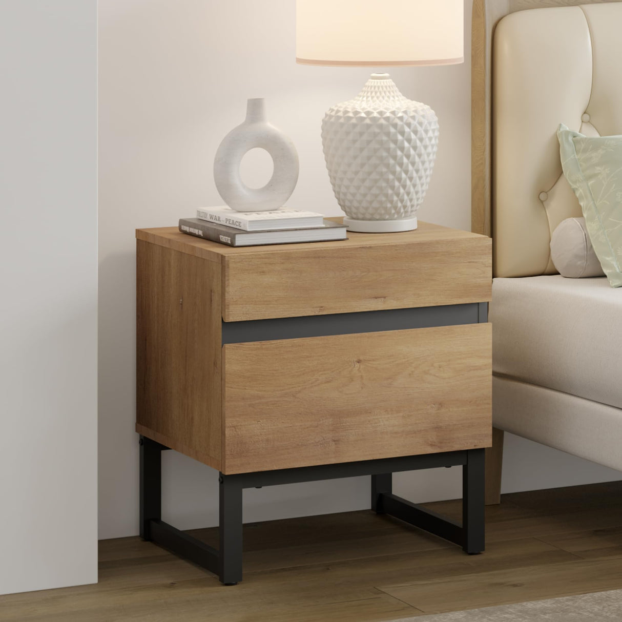 Nightstand with 2 Drawers for Bedroom