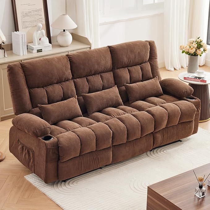 Dual Reclining Loveseat with Cup Holders and Storage - 2 Seat Manual Recliner for Living Room