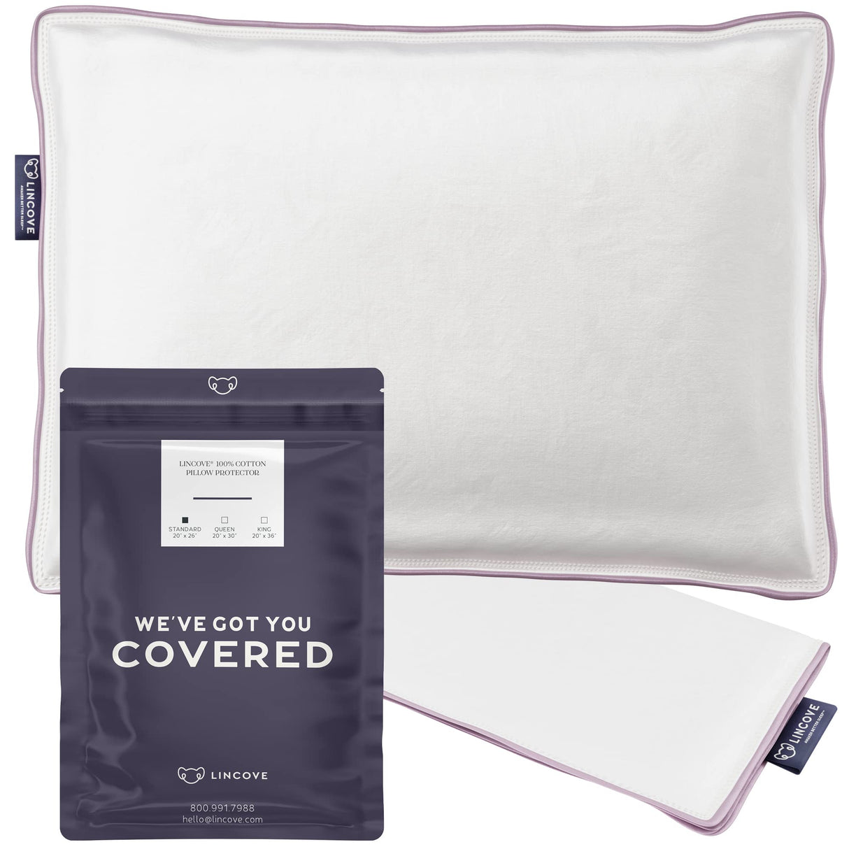 Cotton Sateen Pillow Protector Cover - Zipper Pillow Cover - 500 Thread Count Luxury