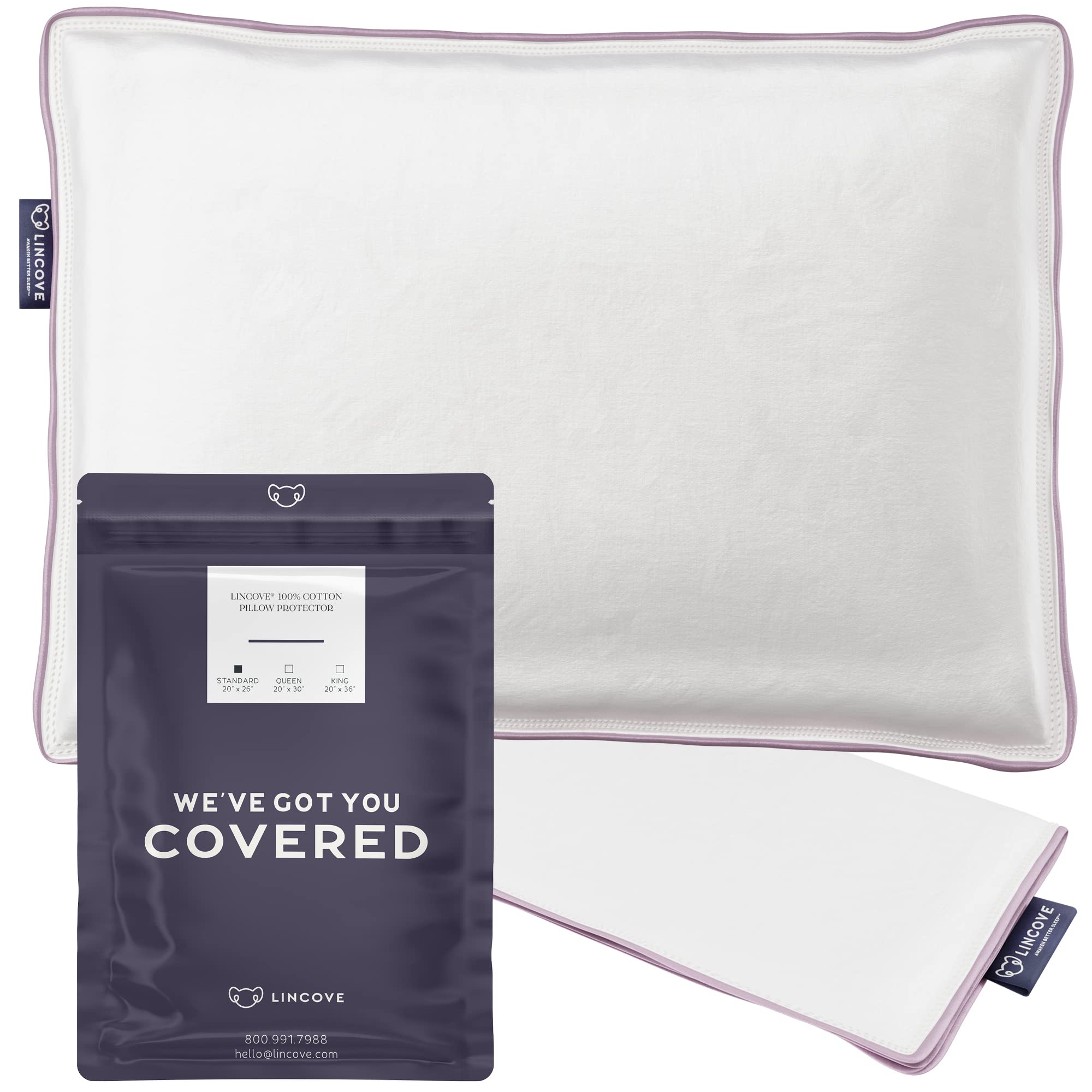 Cotton Sateen Pillow Protector Cover - Zipper Pillow Cover - 500 Thread Count Luxury