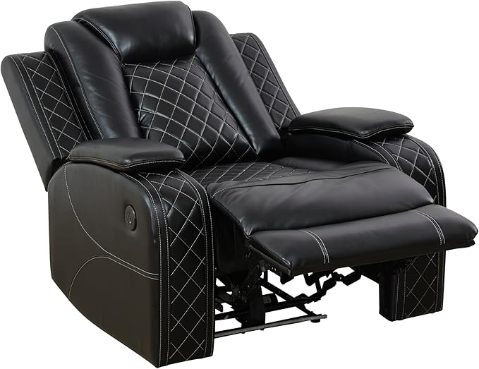 Leather Power Recliner Sofa 2 Piece Couch Set With LED, Living Room Furniture