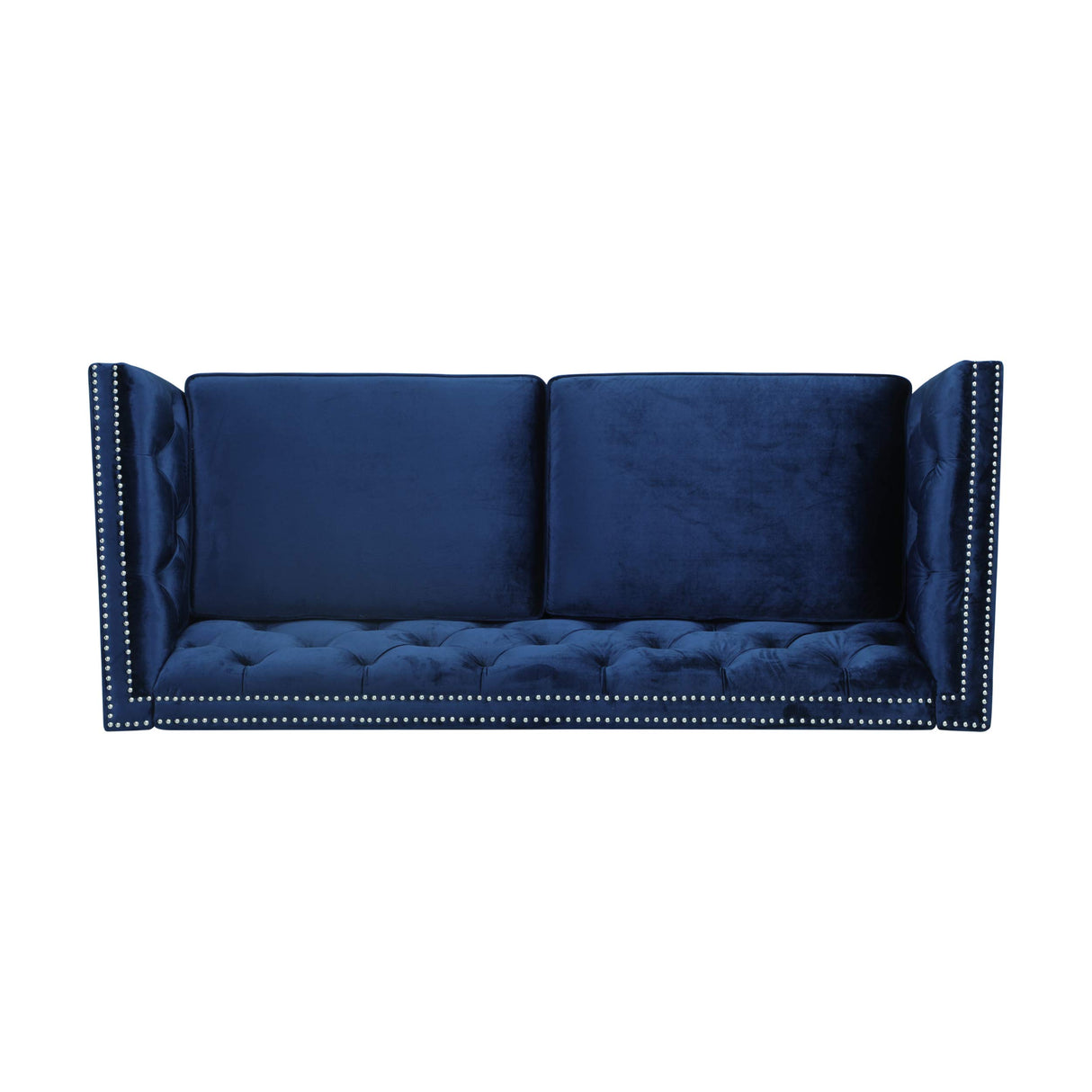 Sunny Velvet 3 Seater Sofa, Midnight Blue, Dark Brown