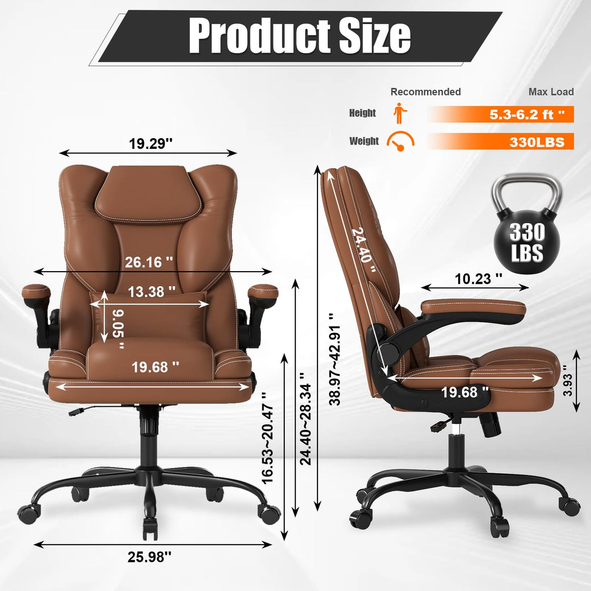 Ergonomic Office Chair with Lumbar Support - 300lbs Capacity