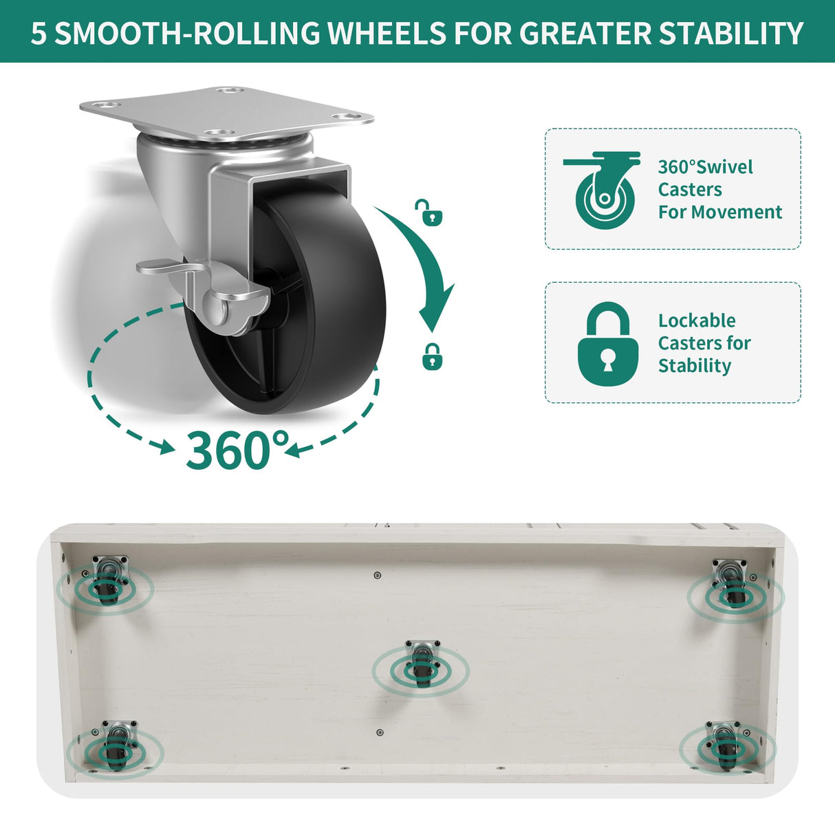 50 Inch Rolling Kitchen Island with Trash Can Storage Cabinet & Drop Leaf