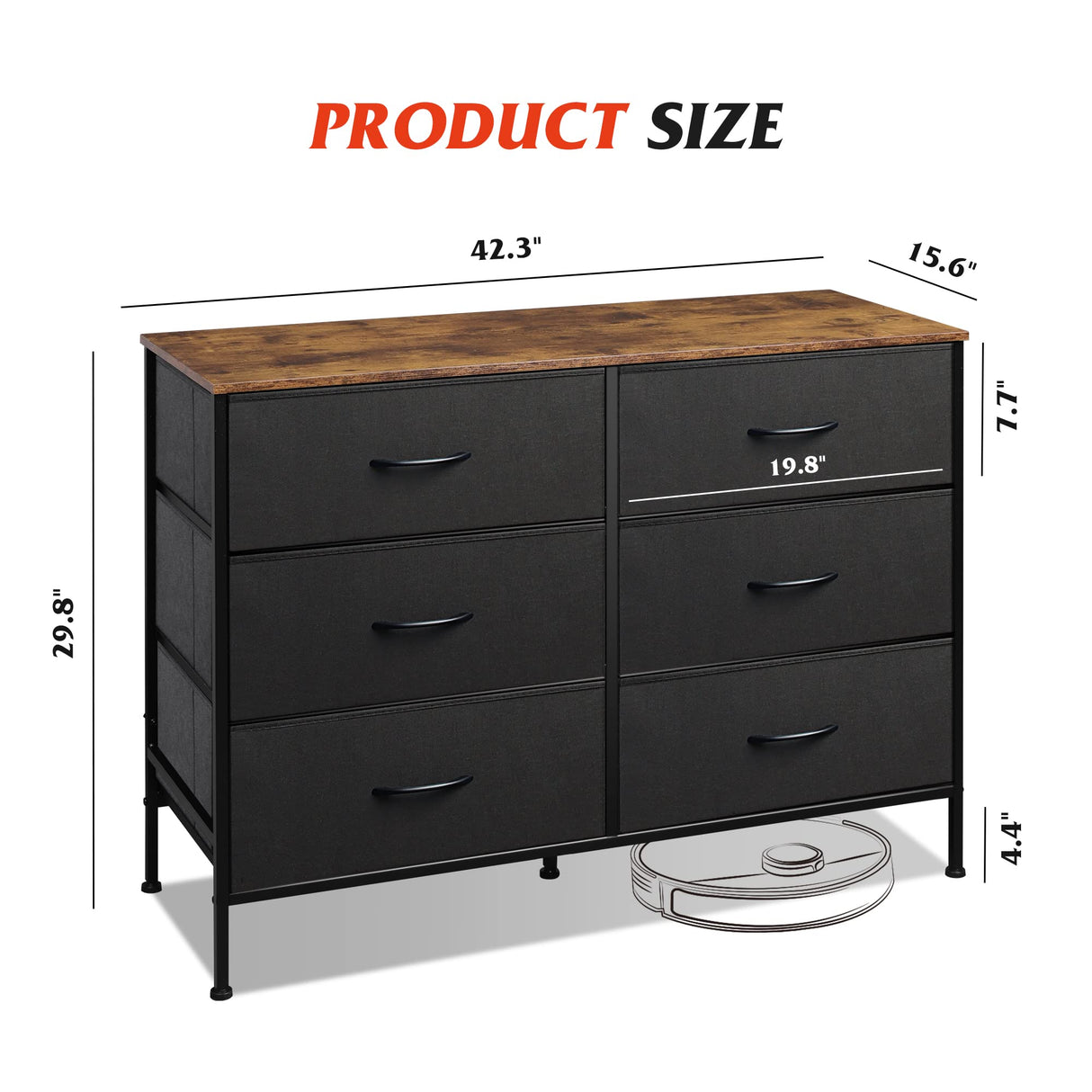 Wide Dresser with 6 Drawers, TV Stand for 50 Inches TV, Entertainment