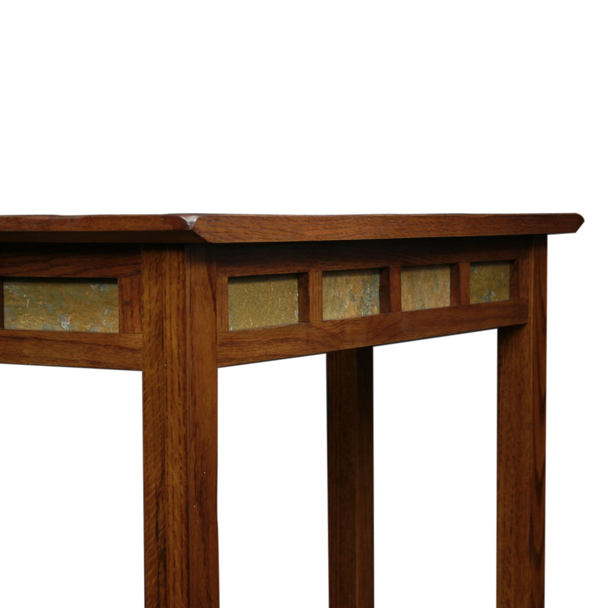 Home 10059 Rustic Slate Tile Hall Console Sofa Table with Shelf, Rustic Oak