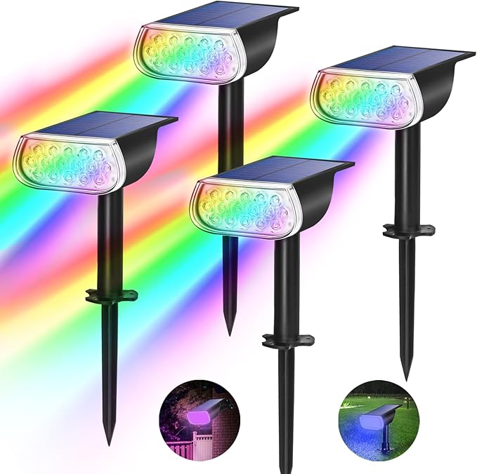Solar Spot Lights Outdoor IP67 Waterproof Landscape Spotlights Dusk to Dawn for Yard