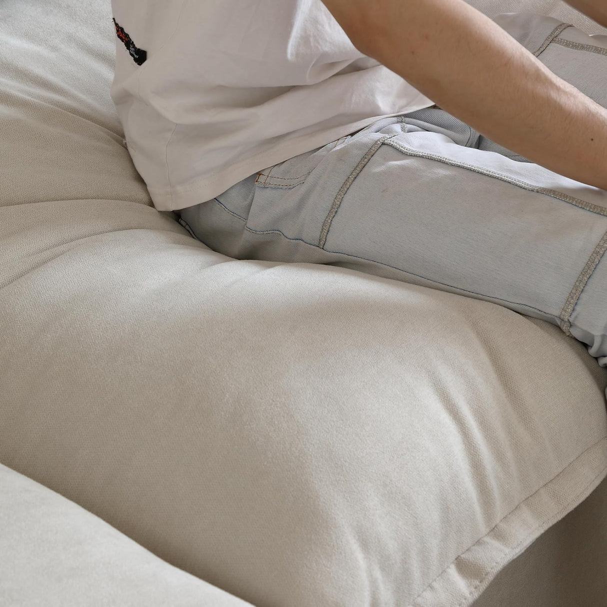 JACH U Shape Couch Sectional for Living Room, Convertible Sectional Sofa, Modern Deep Seat Cloud Couch, Modular Sectional Couch with Ottomans for Living Room, Office, Apartment (6-Seat, Beige)