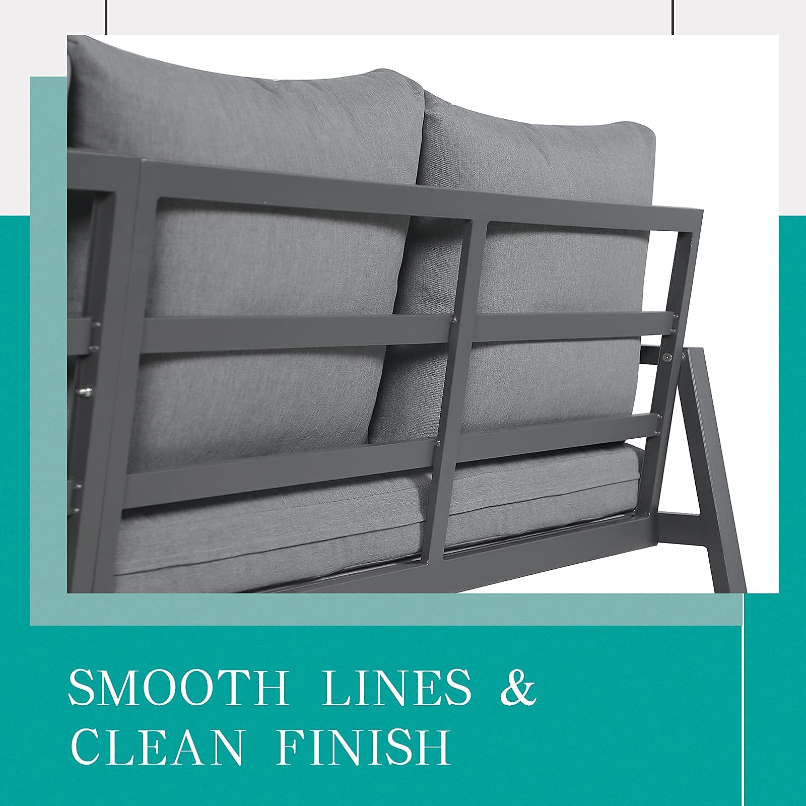 Outdoor Patio Furniture Set with Chaise Lounge, Aluminum Sofa Set for Porch Garden