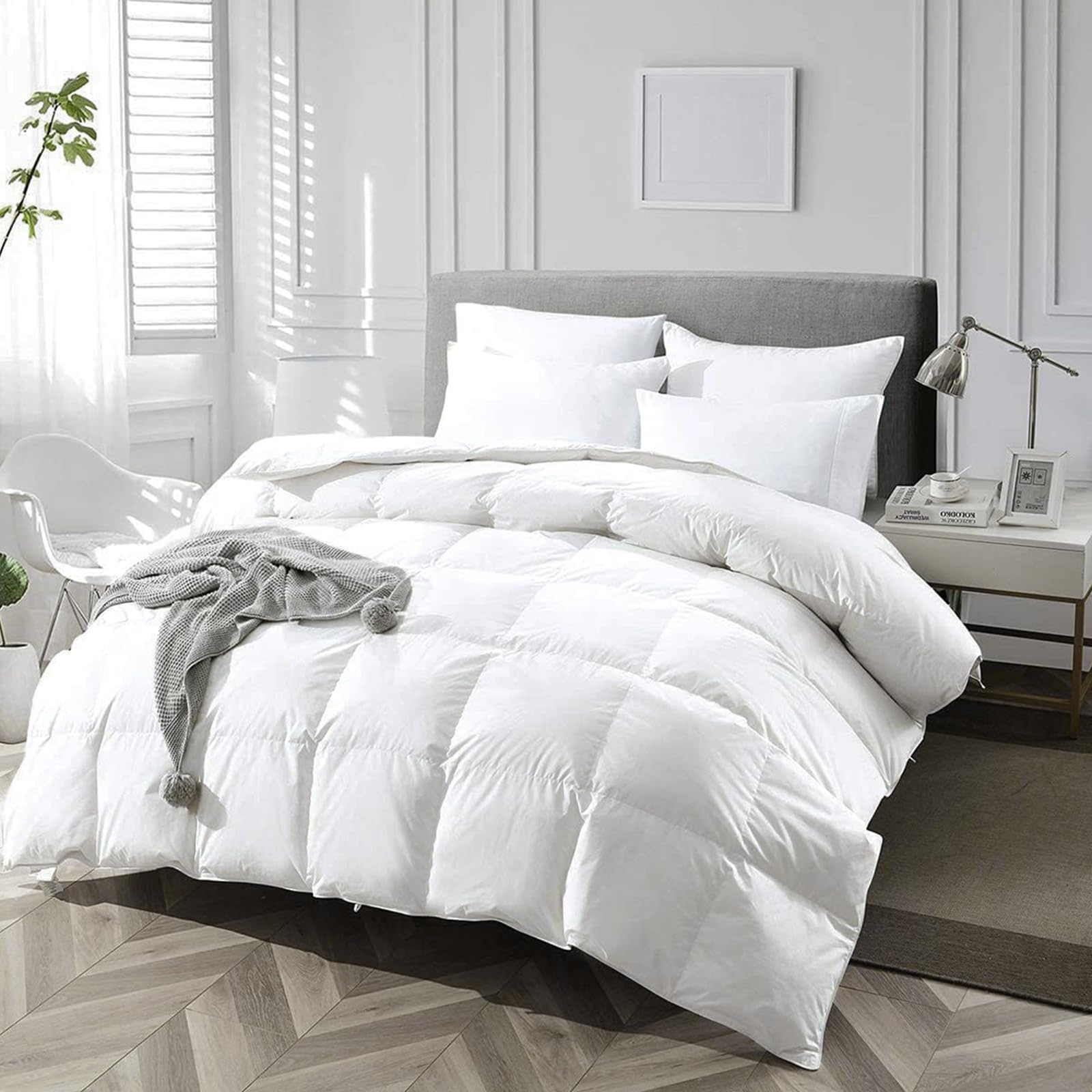Fluffy Heavyweight Down Feather Fibers Comforter Oversized King Size