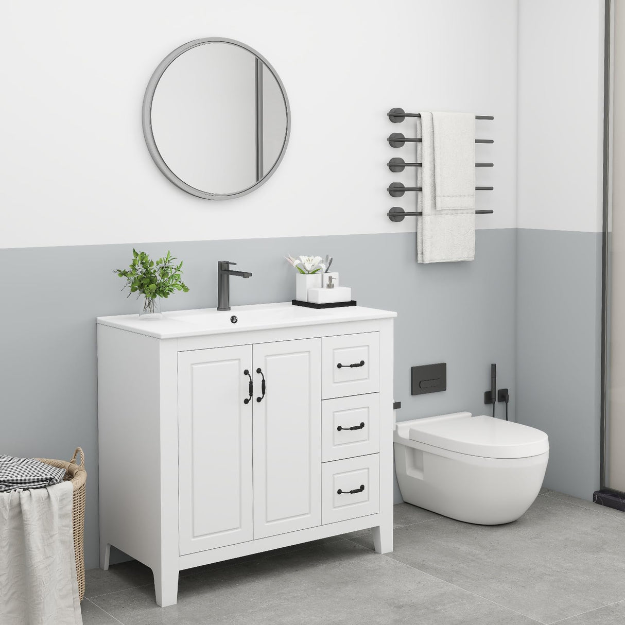 36" Bathroom Vanity with Sink Combo, Single Sink Bathroom Vanity