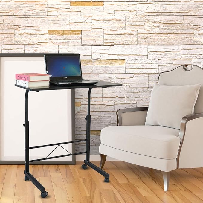 RollMate Rolling Sofa Side Table with Wheels – Adjustable Laptop & Snack Desk