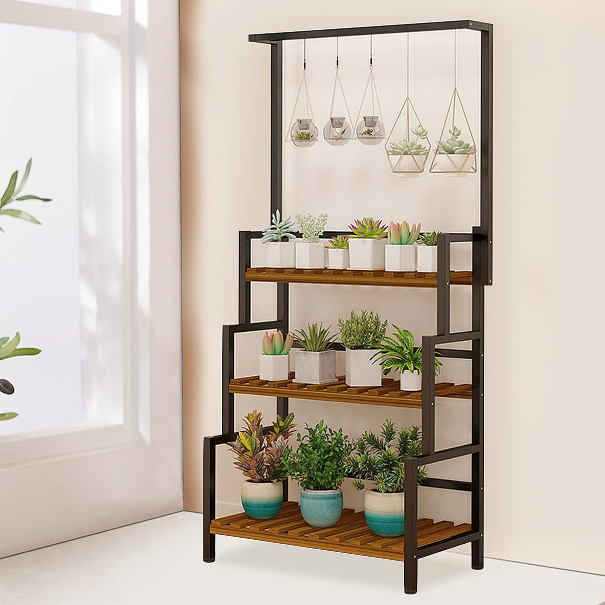 3-Tier Hanging Plant Stand – 68" Metal Shelf for Indoor Plants