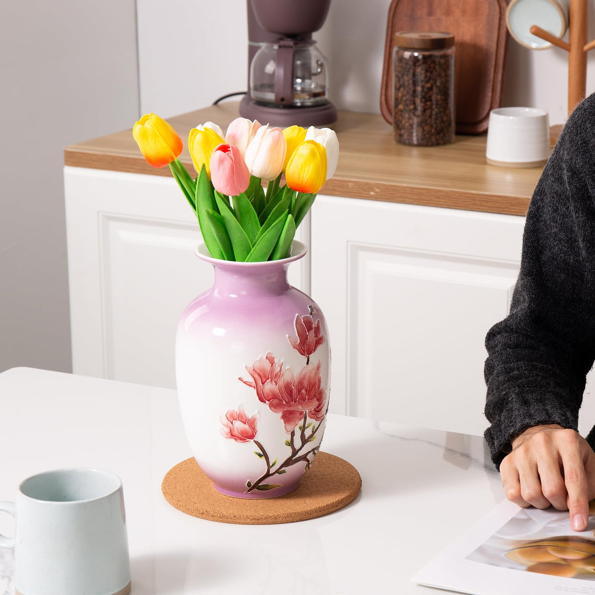 Ceramic Vase for Home Decor, Hand Painted Modern Vase Decor, Home Decorative Vase