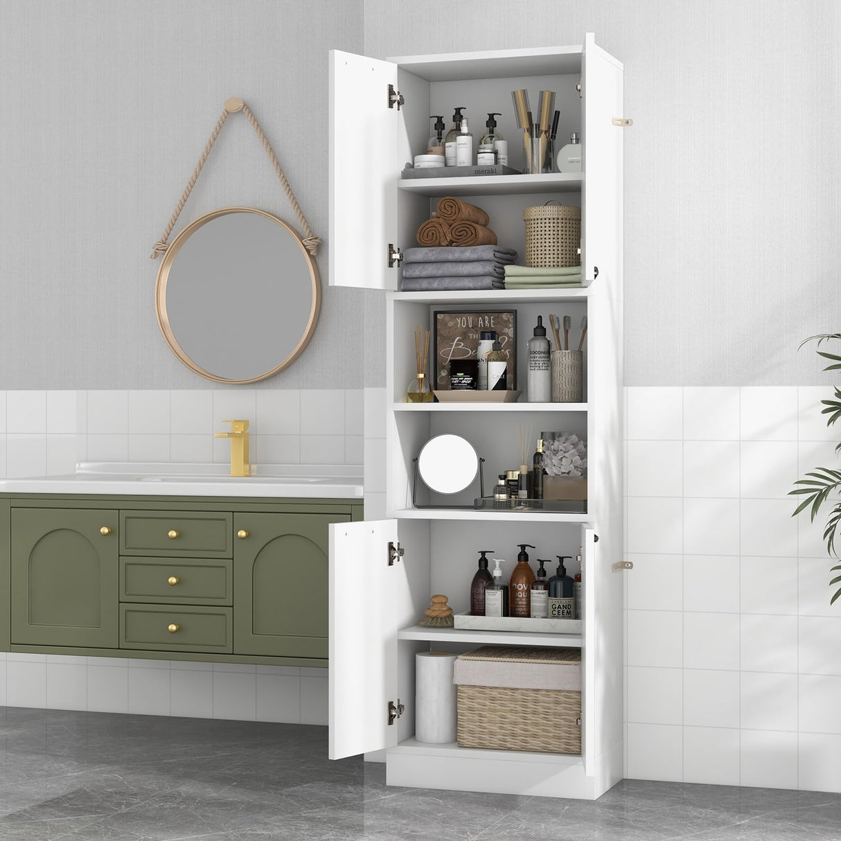 75" Tall Bathroom Storage Cabinet, Bathroom Floor Cabinet