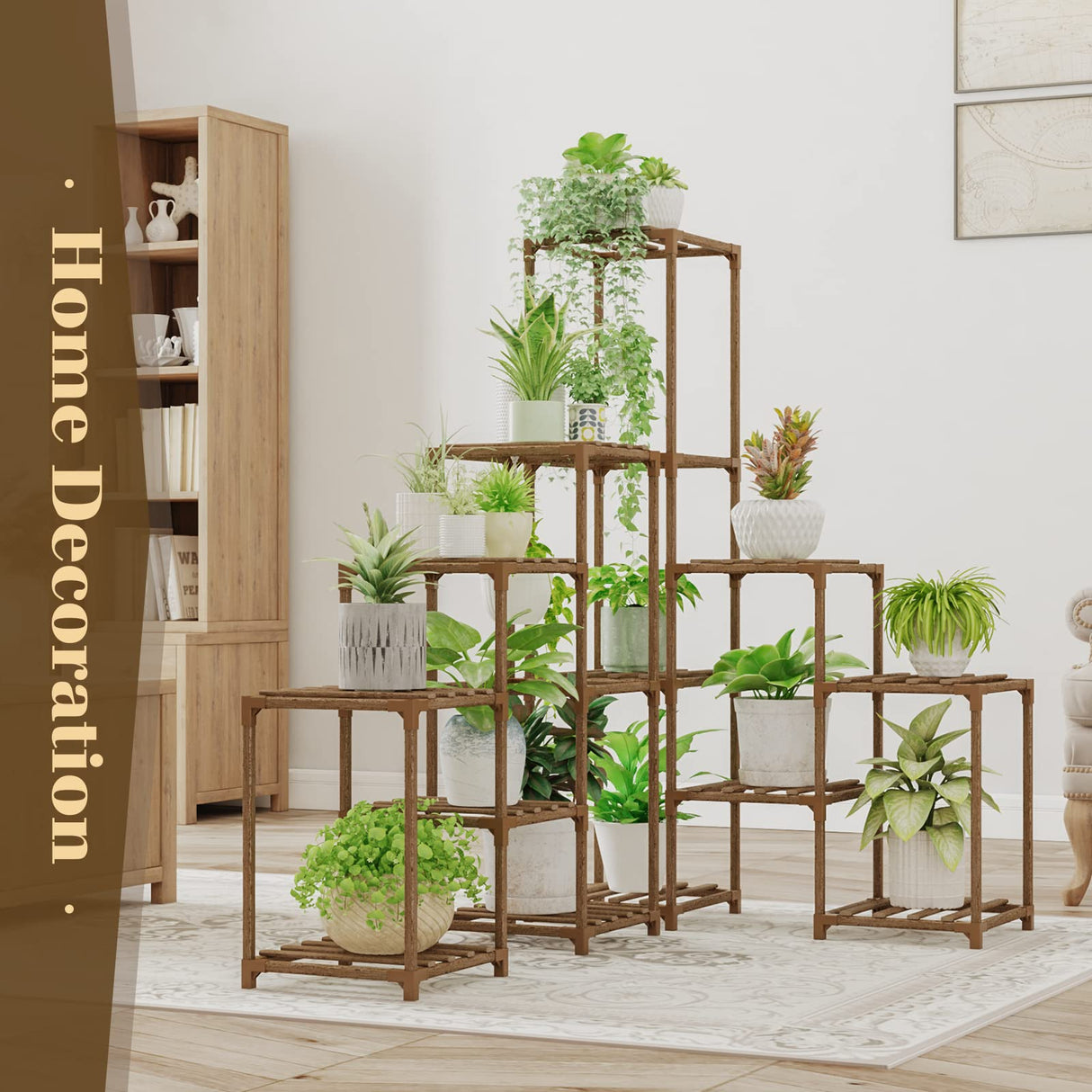 VerdeLuxe 6-Tier Corner Wooden Plant Stand