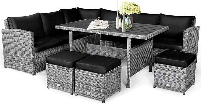 7 PCS Wicker Outdoor Conversation Set, Patio Sectional Furniture Sofa Set