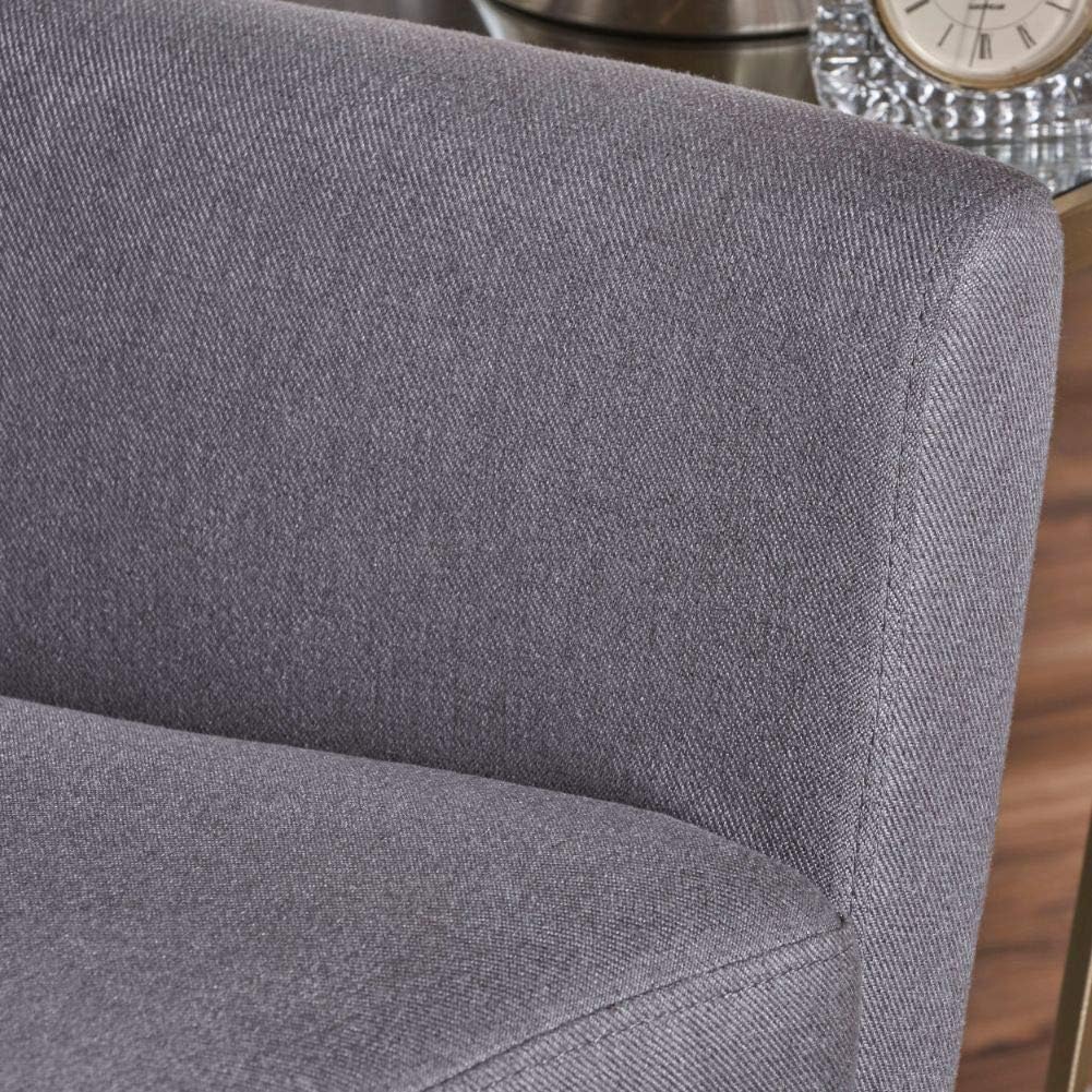 Merel Mid-Century Modern Fabric Club Chair, Light Grey / Natural