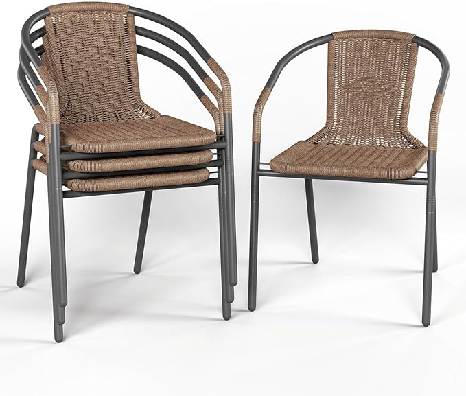 Outdoor Dining Chairs Set of 4, Rattan Patio Chairs Wicker