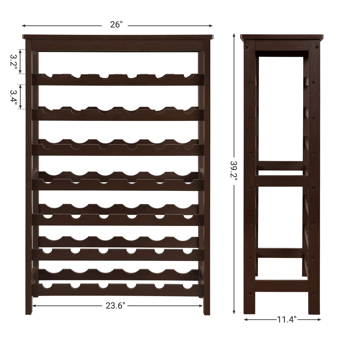 42-Bottle Wine Rack Free Standing Floor, 7-Tier Display Wine Storage Shelves