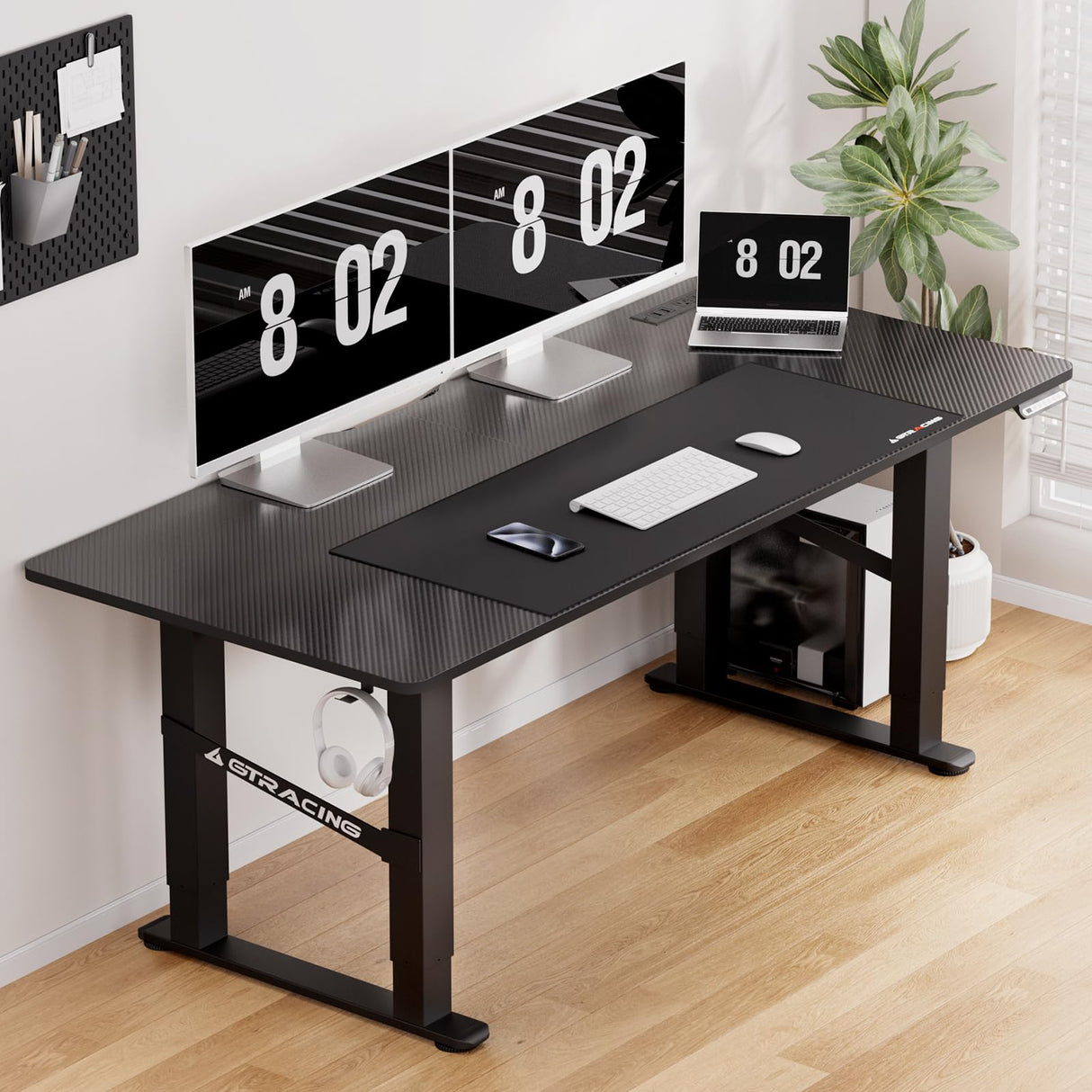 4 Legs Standing Desk with Dual Motor, 55 x 28 Inch Adjustable Height Desk