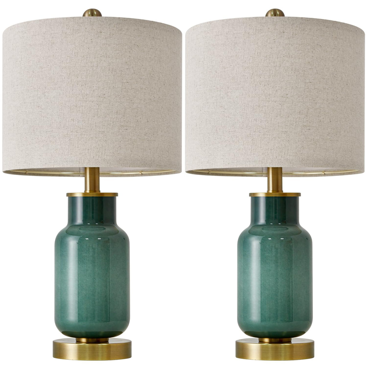 21.25" Table Lamp Set of 2 Modern Lamp for Living Room Glass Nightstand Lamp