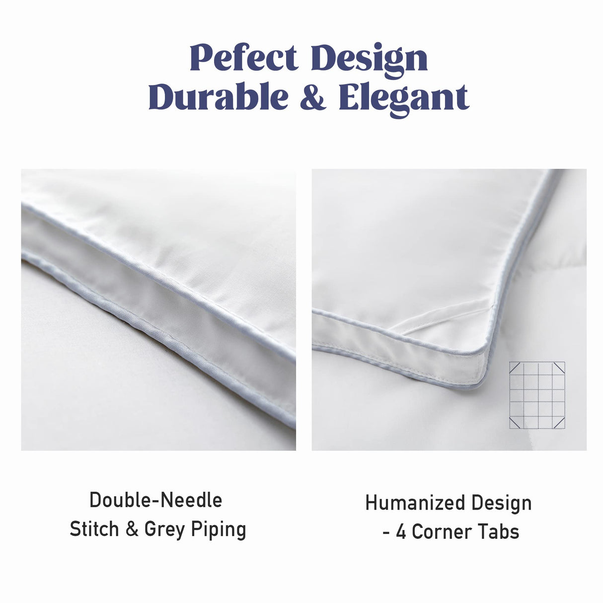 puredown® Goose Feather Comforter King Size, All Season Duvet Insert, Gusseted Ultra-Soft Noiseless Shell Medium WarmthBedding Comforters 104×90 Inch