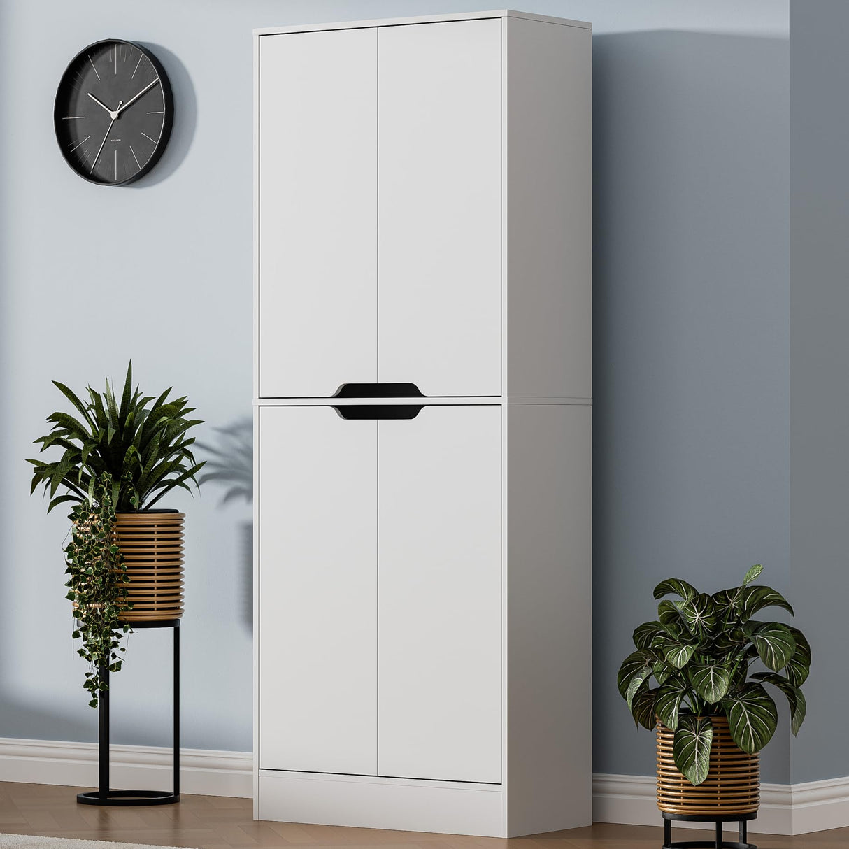 71" Tall Kitchen Pantry Cabinet, 4 Doors Freestanding Cupboard Cabinet