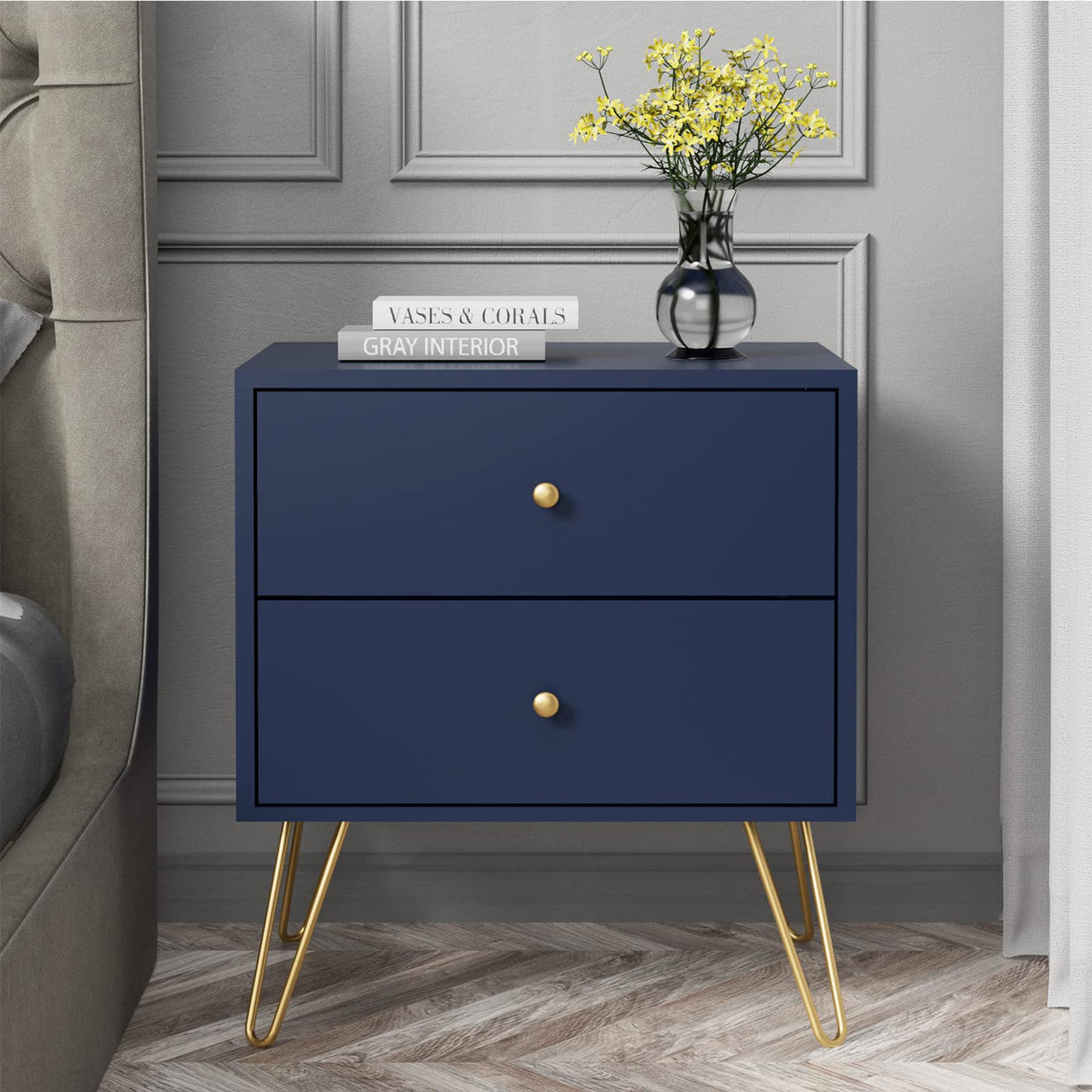 Set of 2 20'' Nightstands Bedside Table Large Sofa End Tables