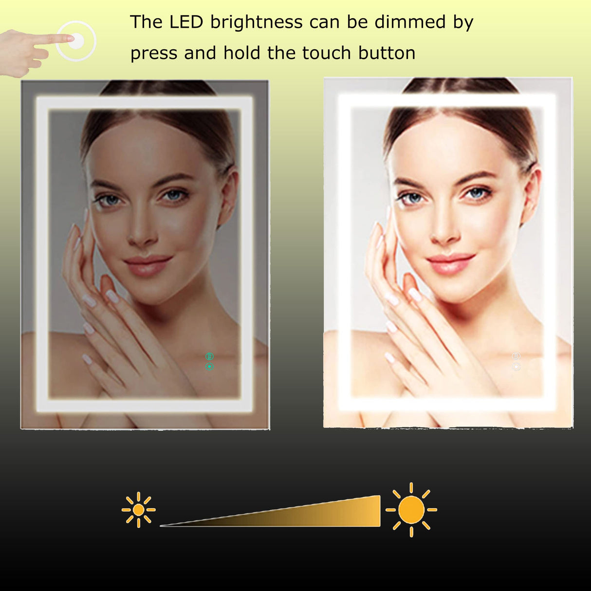 LED Vanity Mirror with Lights 24x18 Inch - Dimmable Wall Mounted Bathroom Mirror