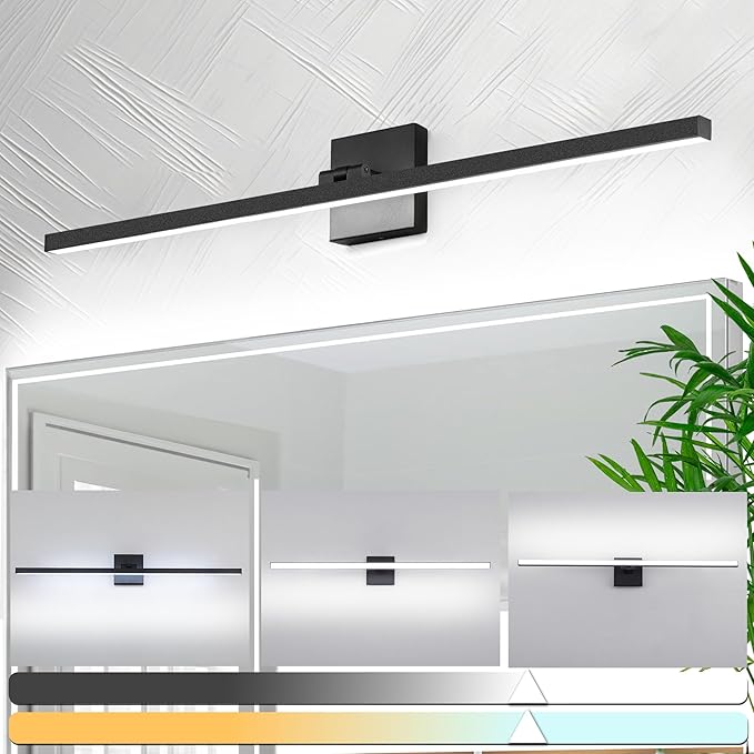 LED Bathroom Vanity Light Bar Black IP44 Bathroom Light Fixtures Over Mirror