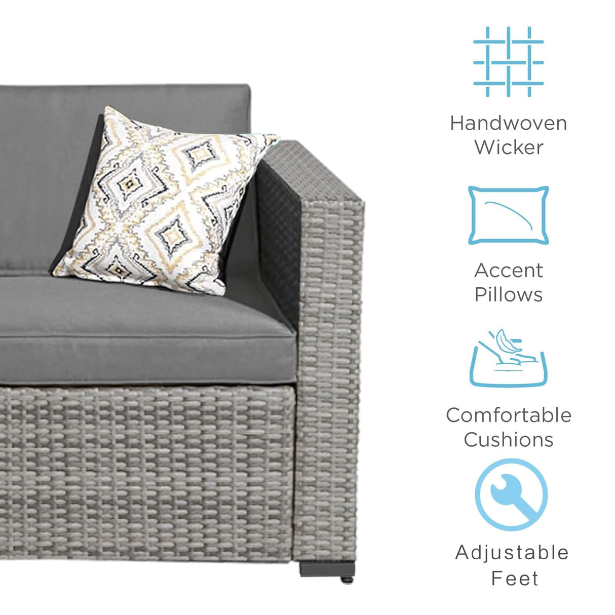 7-Piece Outdoor Patio Sectional Set, Durable Rattan Couch