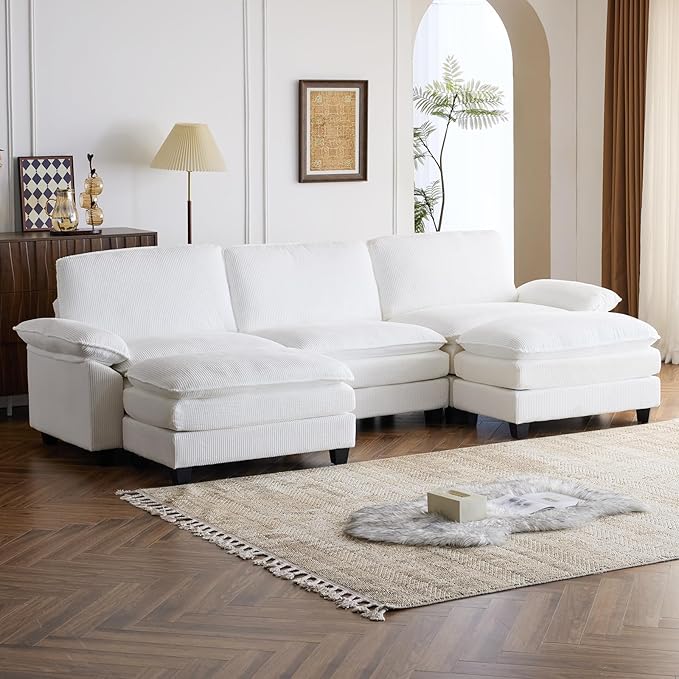 Sectional Sofa Modular Deep Seat Sofa Couch with Ottoman