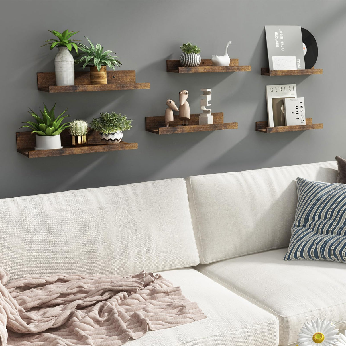 Floating Shelves, 6 Sets of Wall Mounted Shelves for Home Decor