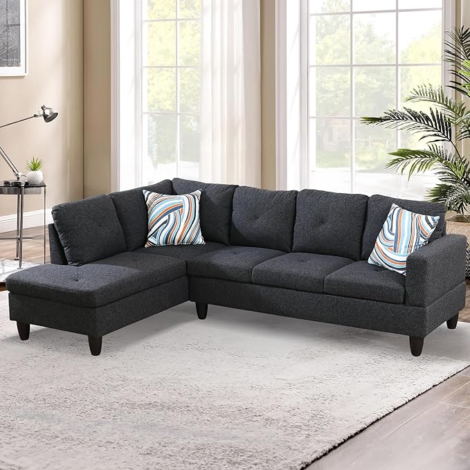 L-Shaped Sectional Sofa Set Luxurious Flannelette 5-seat Couches