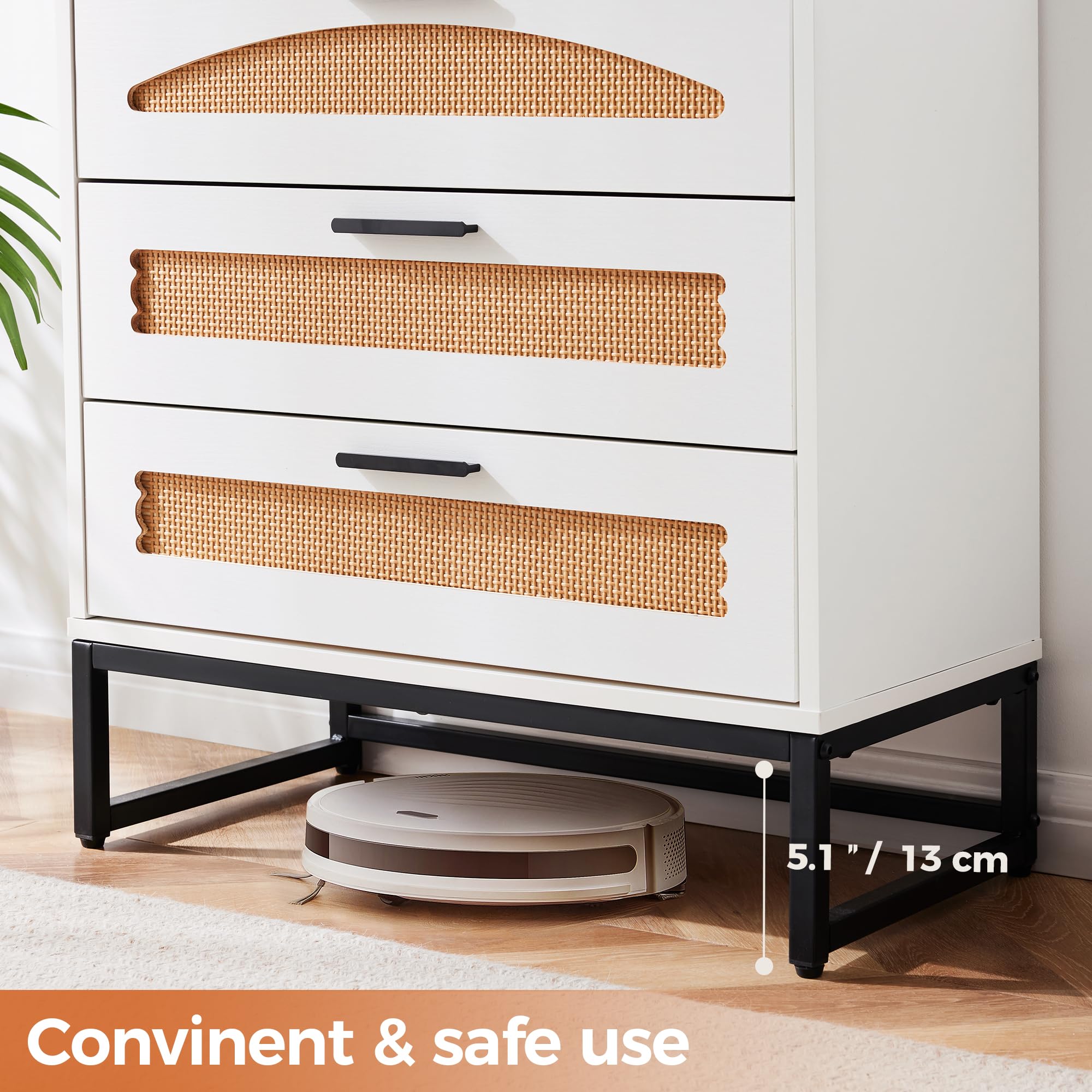 Mericonia 4/5 Drawer Rattan Dresser for Bedroom, Wooden Chest of Dressers, Modern Dresser Chest with Golden Handles for Bedroom,Living Room, Hallway and Entryway